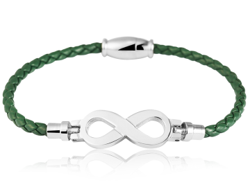 Geflochtenes Armband Unendlichkeit Echtleder grün